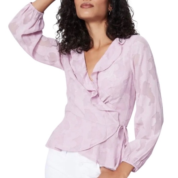 PAIGE Tops - Paige Lilac Parsley Silk Shadow Floral Wrap Top